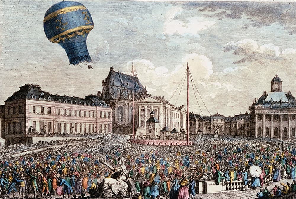 19 settembre 1783. Il volo di una pecora, un'anatra e un gallo alla presenza del Re Sole