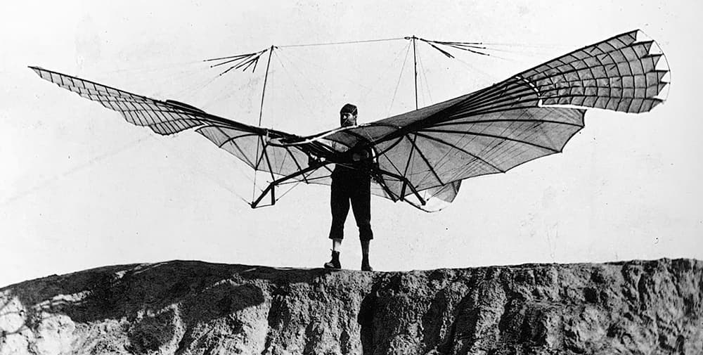 Il salto di Lilienthal dalla collina di Lichterfelde (Berlino)