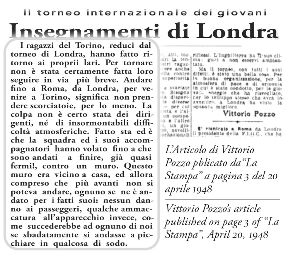 Vittorio Pozzo, 20 aprile 1948