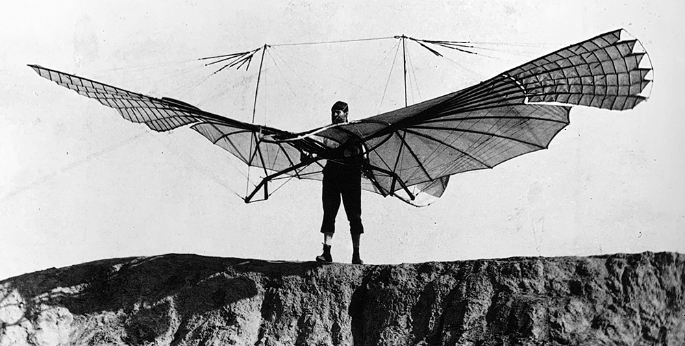 Il salto di Lilienthal dalla collina di Lichterfelde (Berlino)